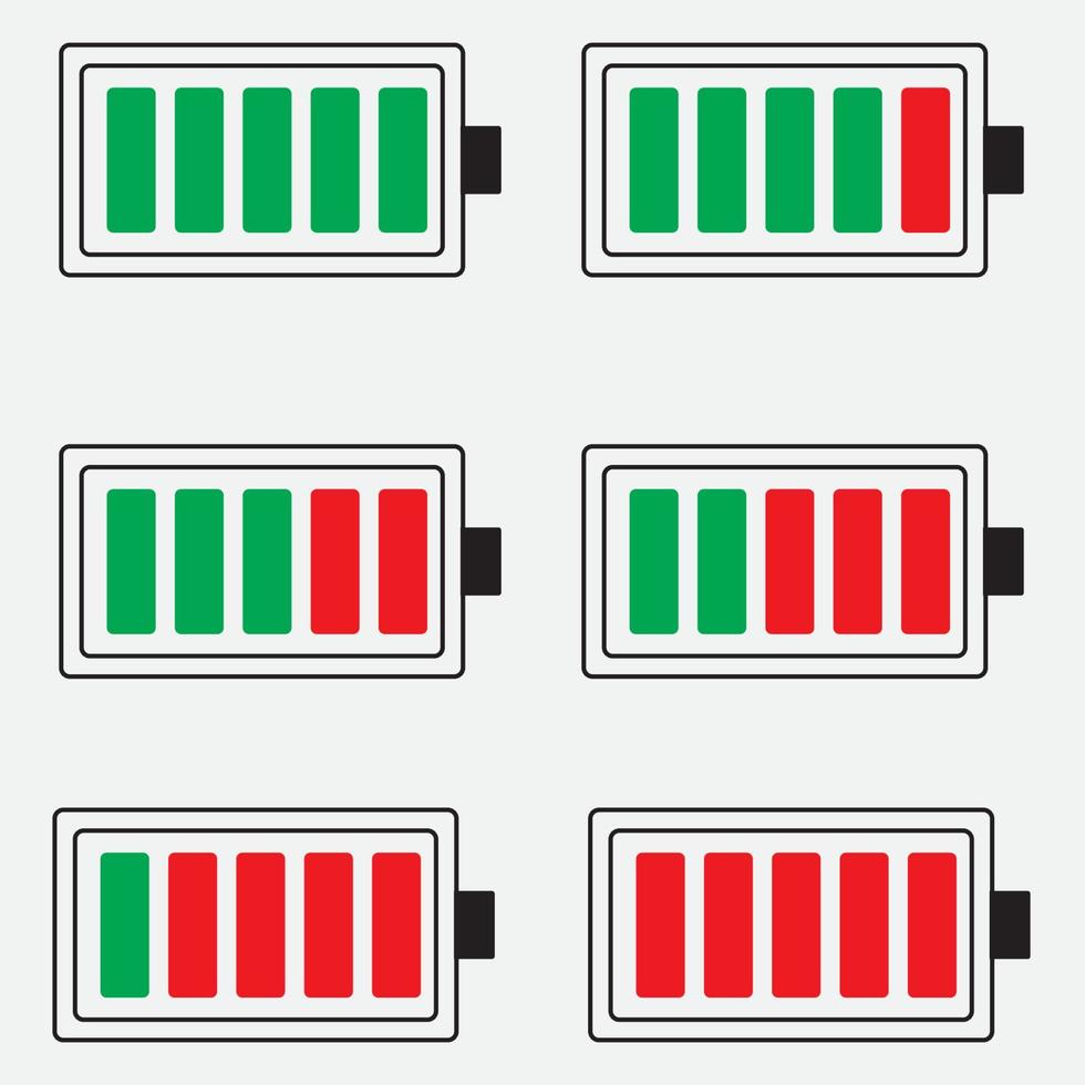 ilustración del icono de la batería, símbolo vacío alto bajo vector