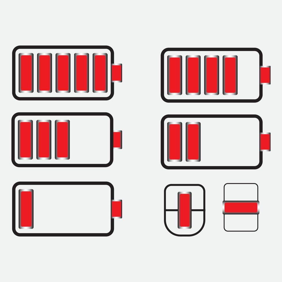 battery icon illustration, high low empty  symbol vector