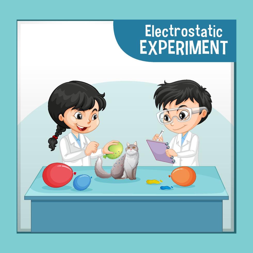 experimento de ciencia electrostática para niños vector