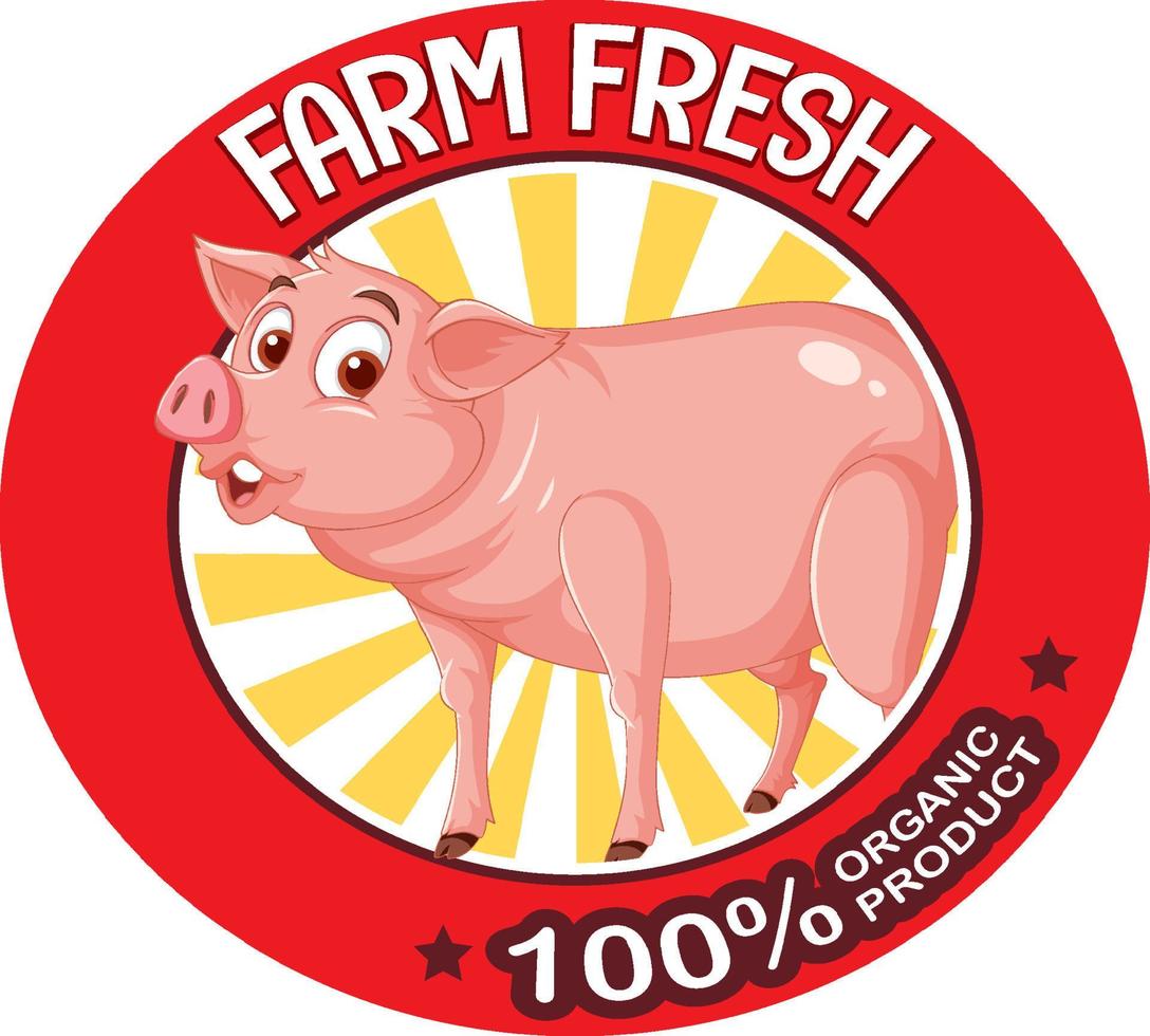 logotipo fresco de granja de cerdos para productos de cerdo vector