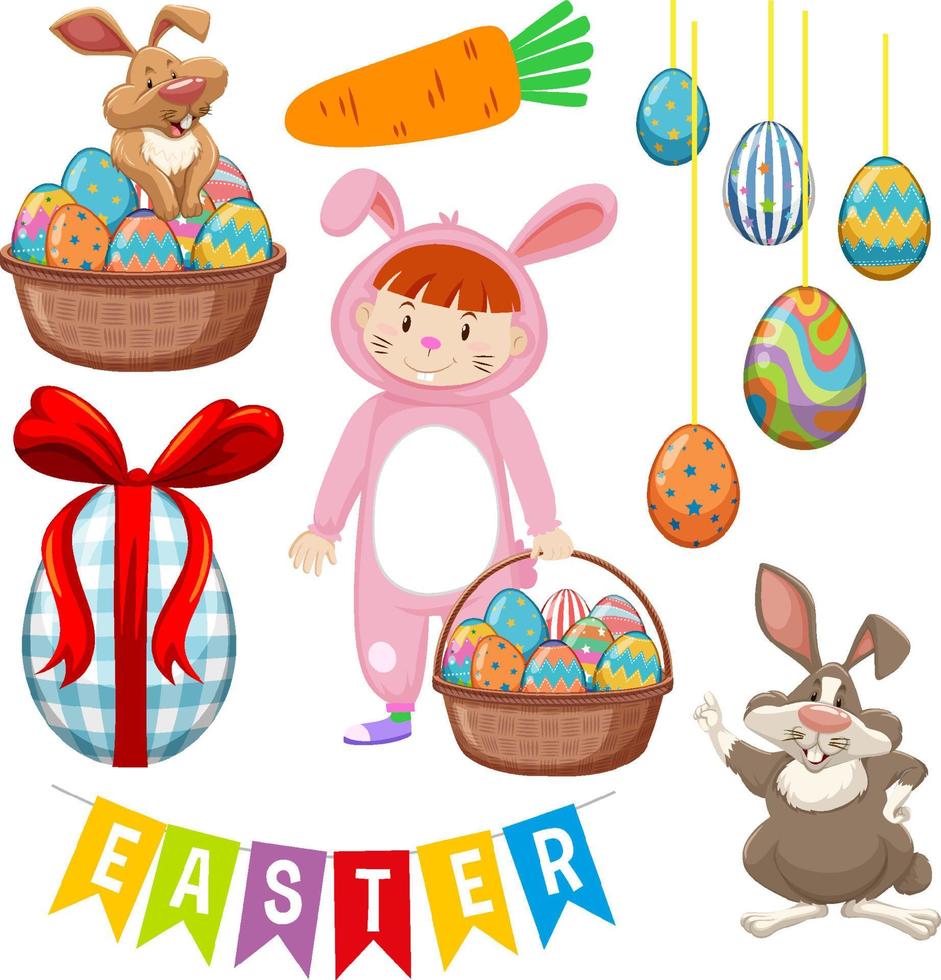 Easter theme with bunny and eggs vector