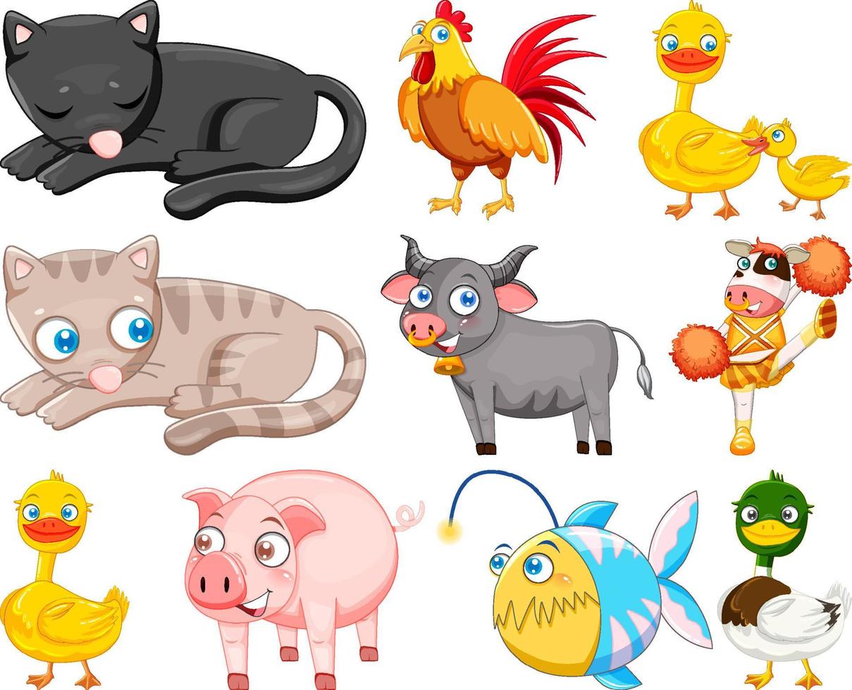 lindos animales con sonrisa feliz vector