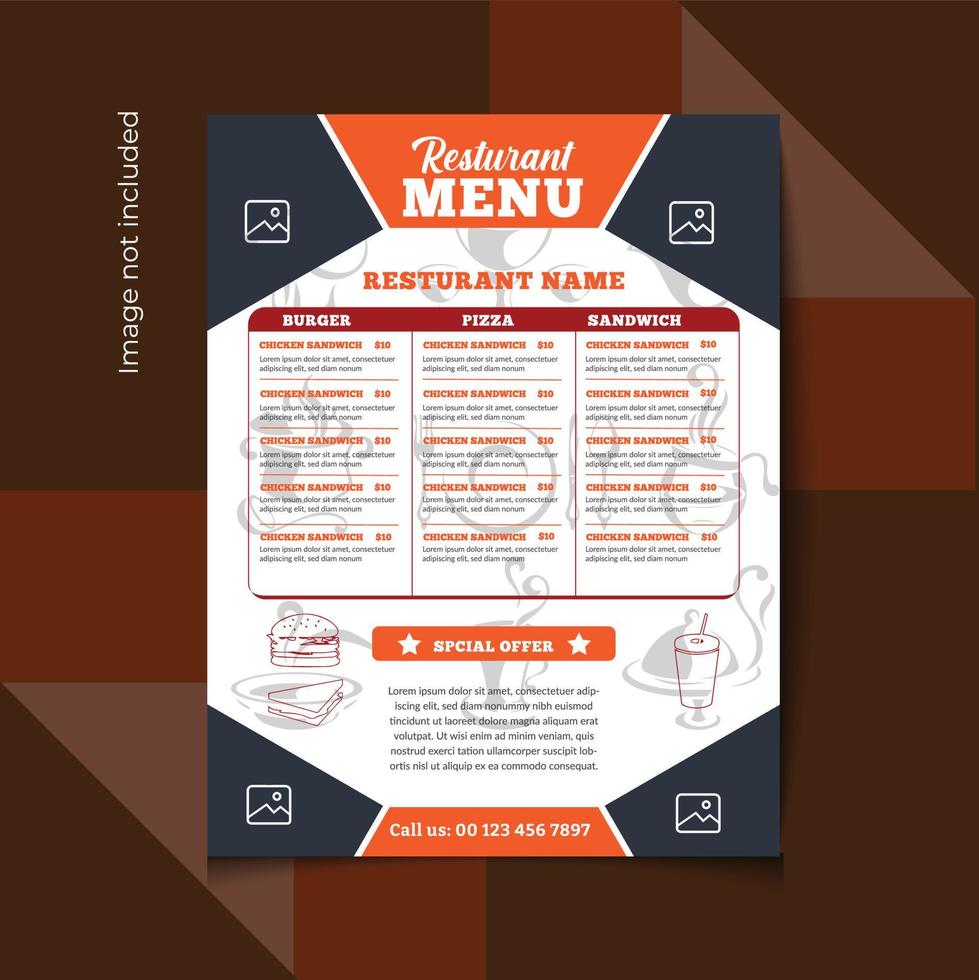 creative delicious food menu, fresh food, delicious food menu for restaurant vector