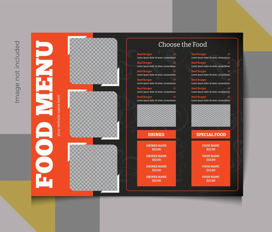 Food menu for restaurant vector
