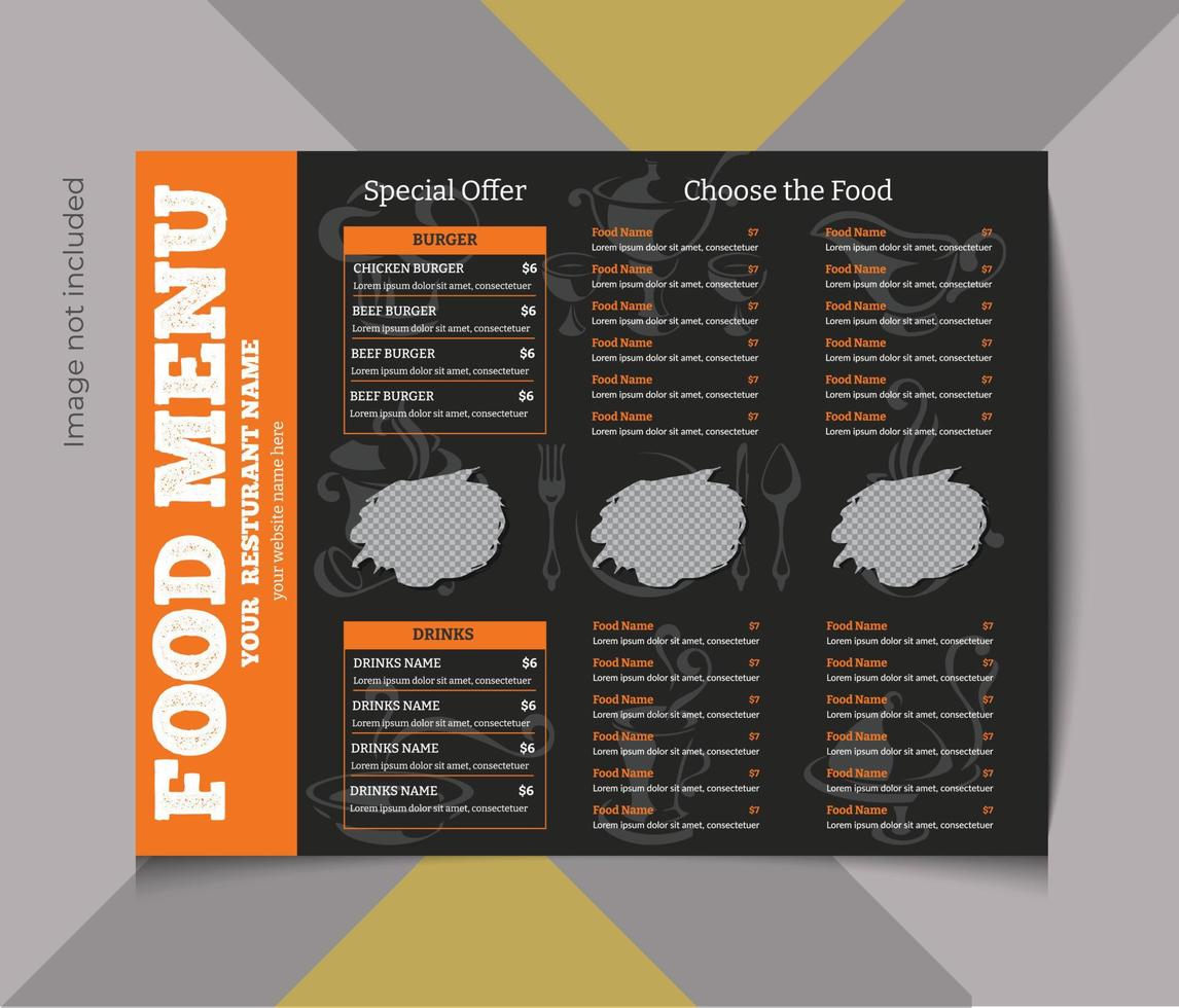 Food menu flyer for restaurant vector