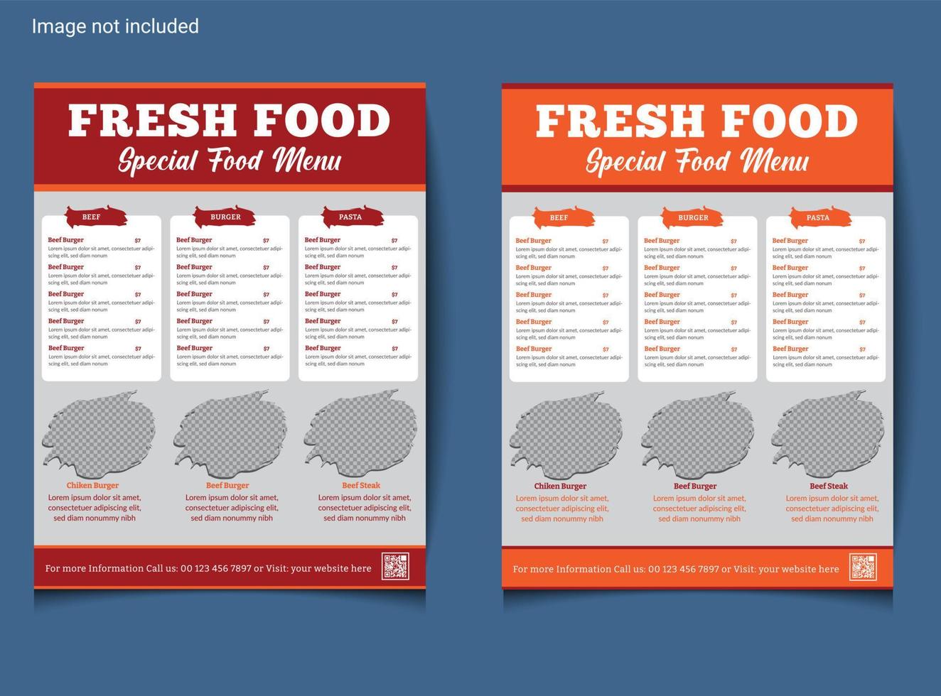 food menu flyer for restaurant vector