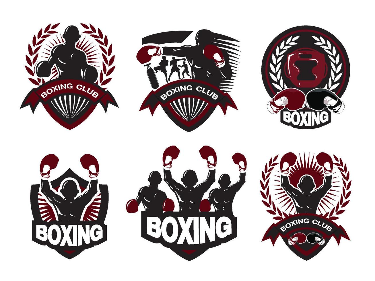 ilustración del conjunto de logotipos de boxeo vector