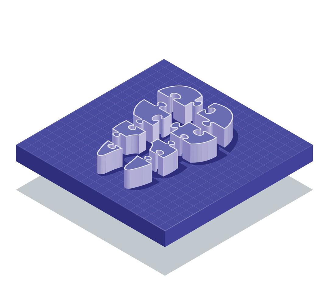 Isometric of scattered jigsaw tooth,Dental care concept vector