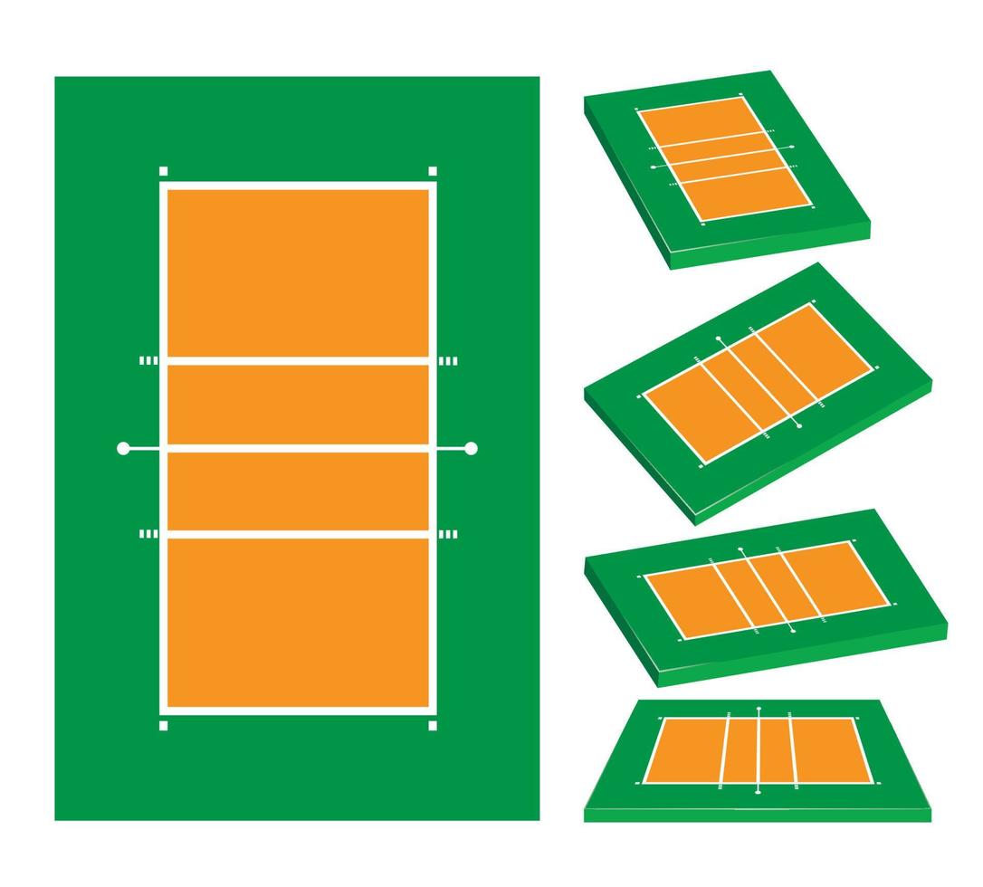 Ilustración 3d de cancha de voleibol o juego de campo vector