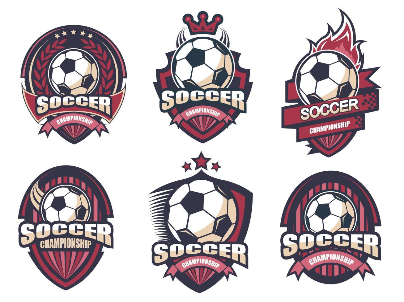 ilustración del conjunto de logotipos de fútbol moderno vector