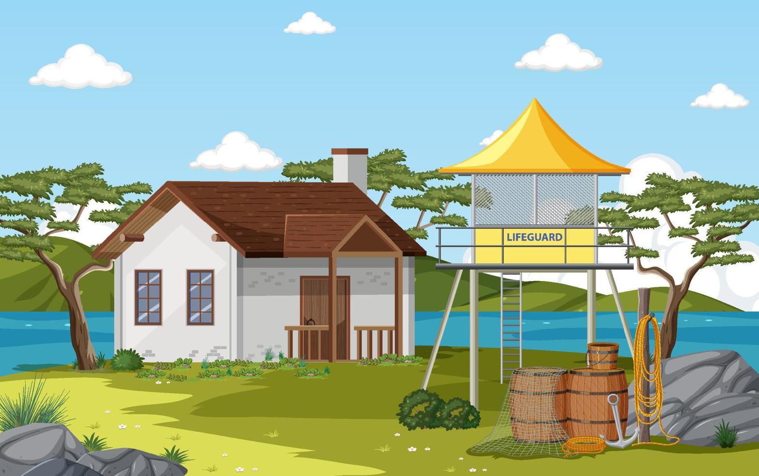 Lifeguard tower in the forest vector