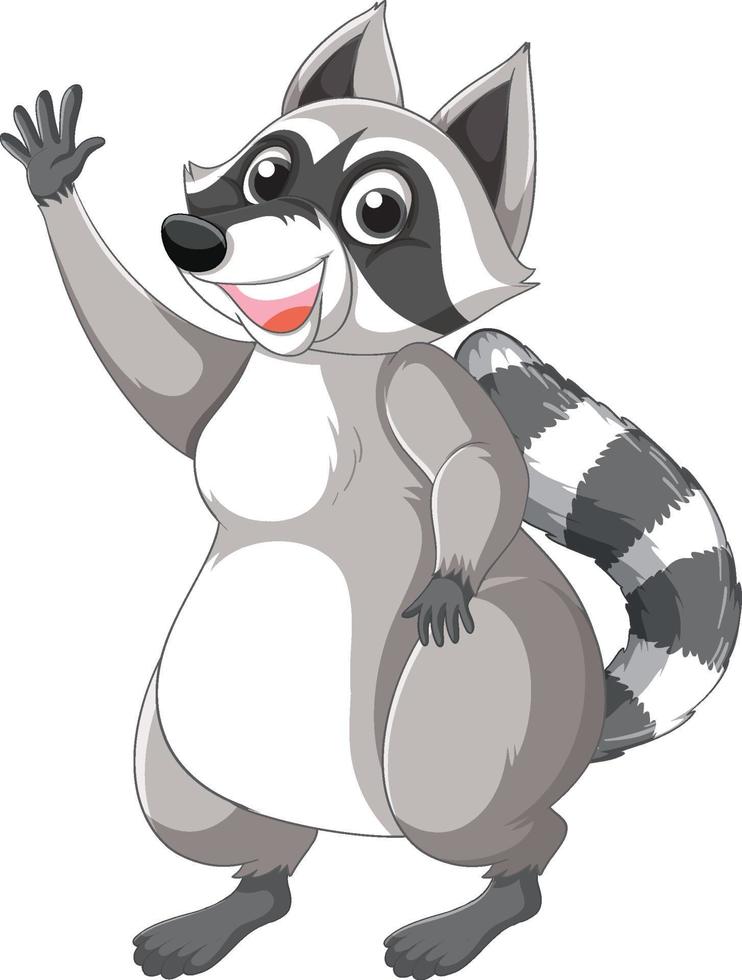 Cute cartoon raccoon standing on white background vector