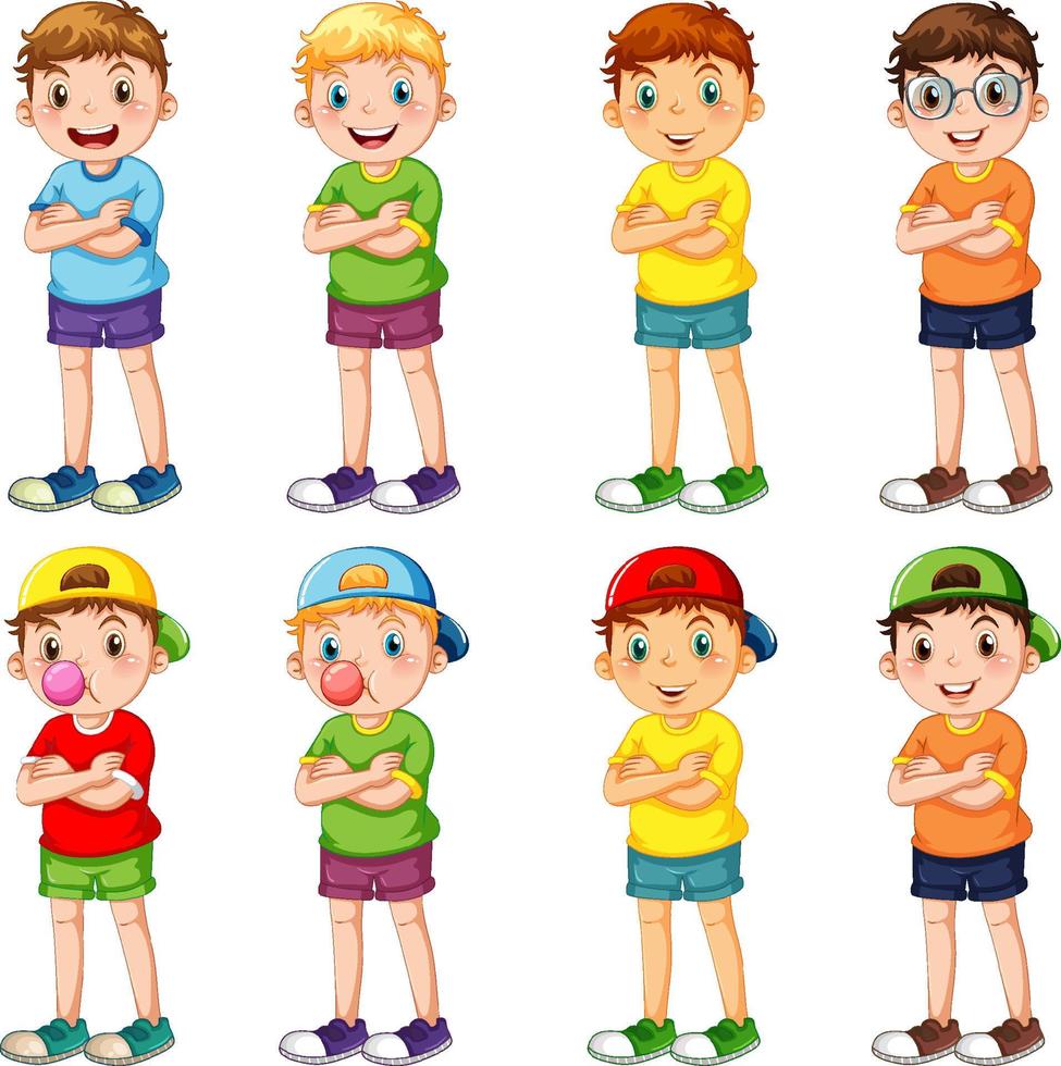 Set of different kindergarten boys vector