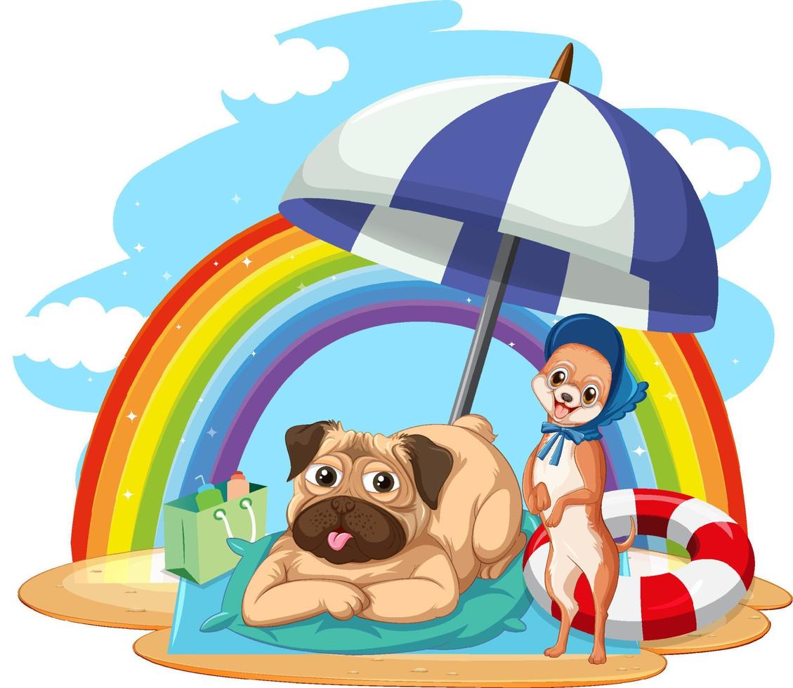 A dog relax on beach vector