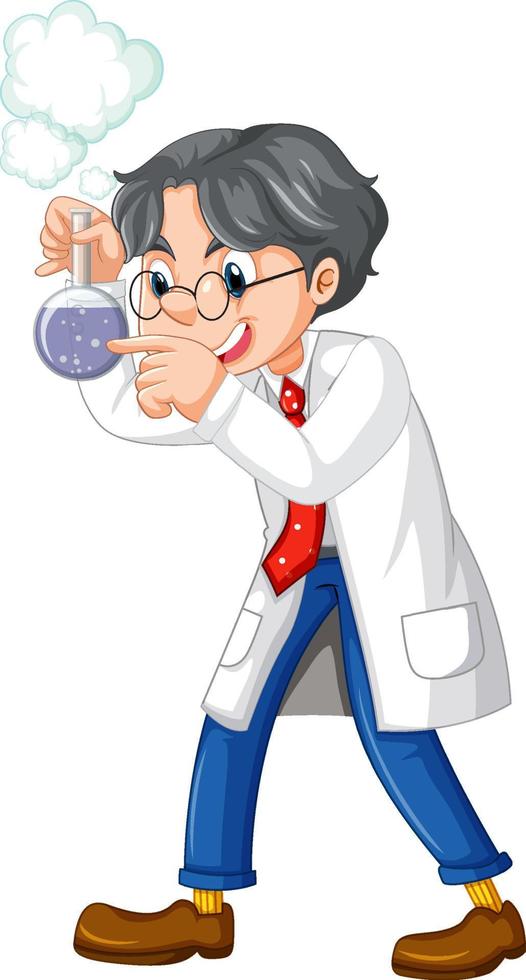 A chemist holding beaker on white background vector