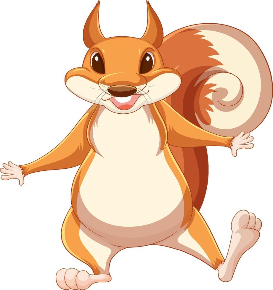 Cute cartoon squirrel standing on white background vector