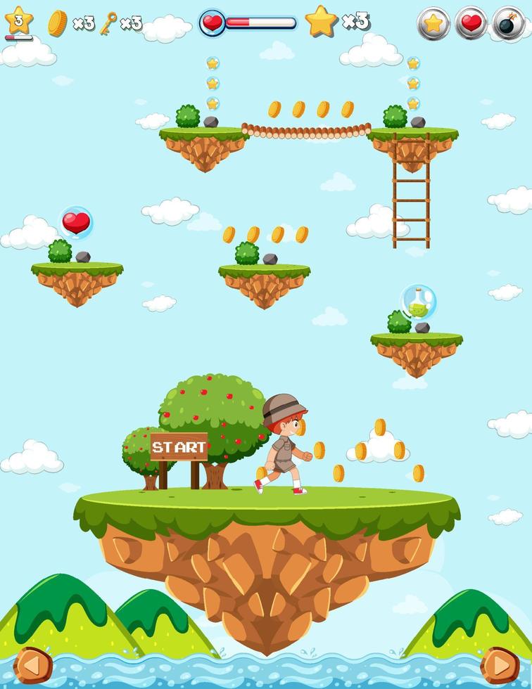 Platform game background template vector