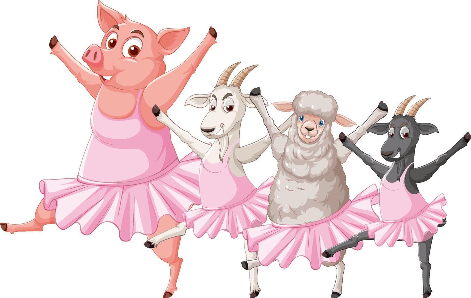 Farm animals dancing ballet vector