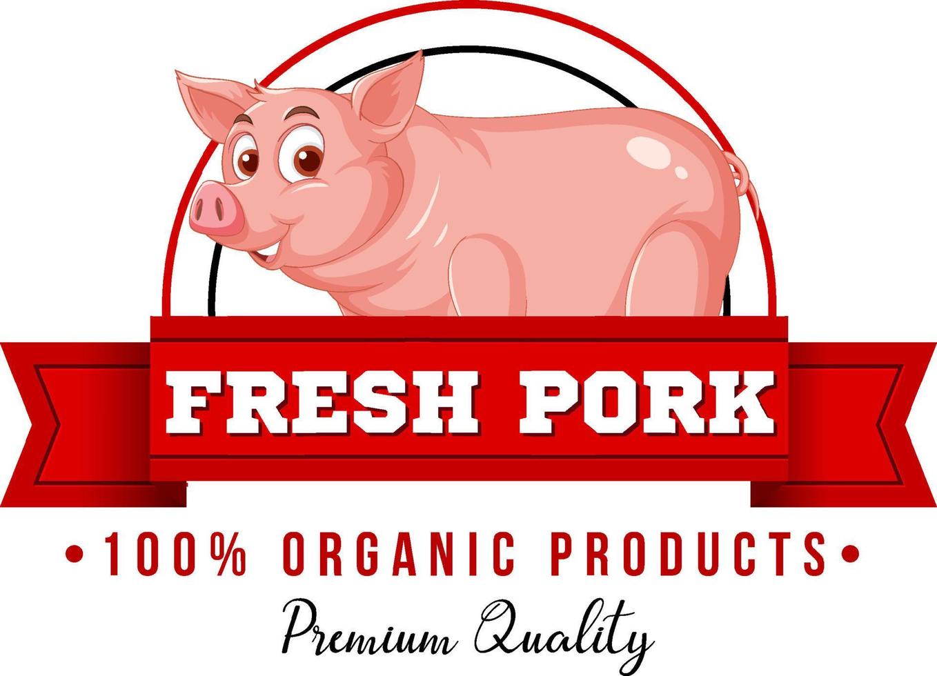 Pig cartoon character logo for pork products vector
