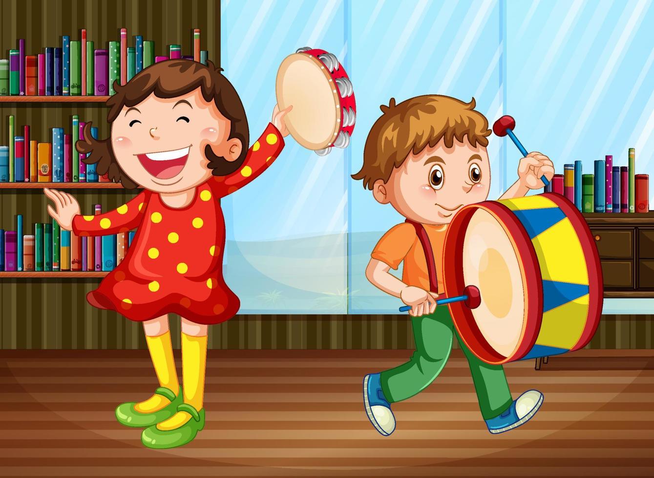 Scene with children playing indoor vector