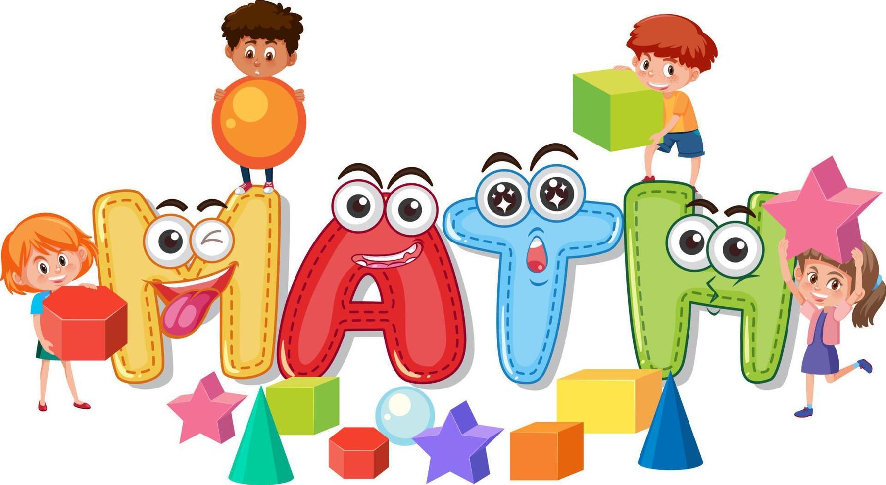 Font design for math and happy children vector