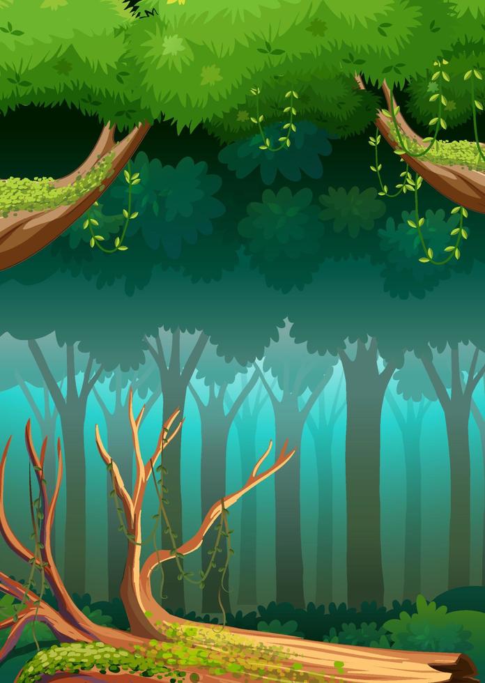 Forest scene with tall trees vector