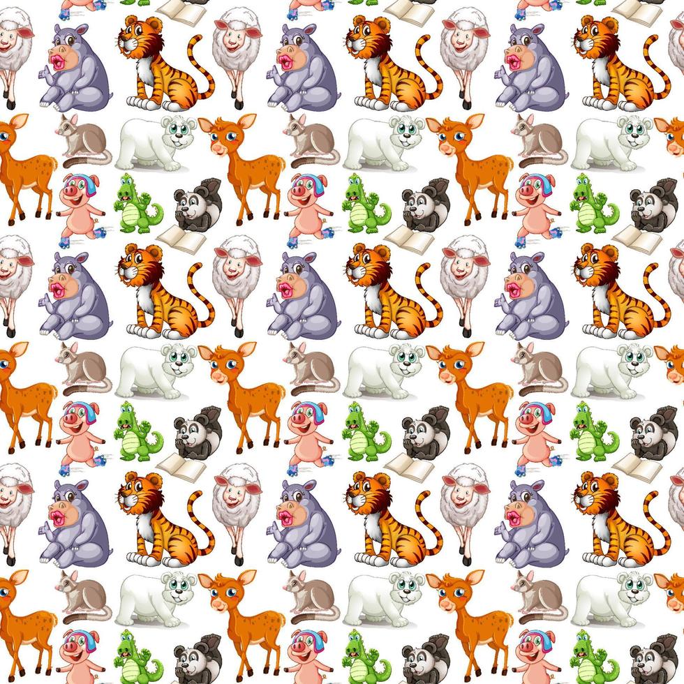 dibujos animados de animales lindos en fondo blanco vector