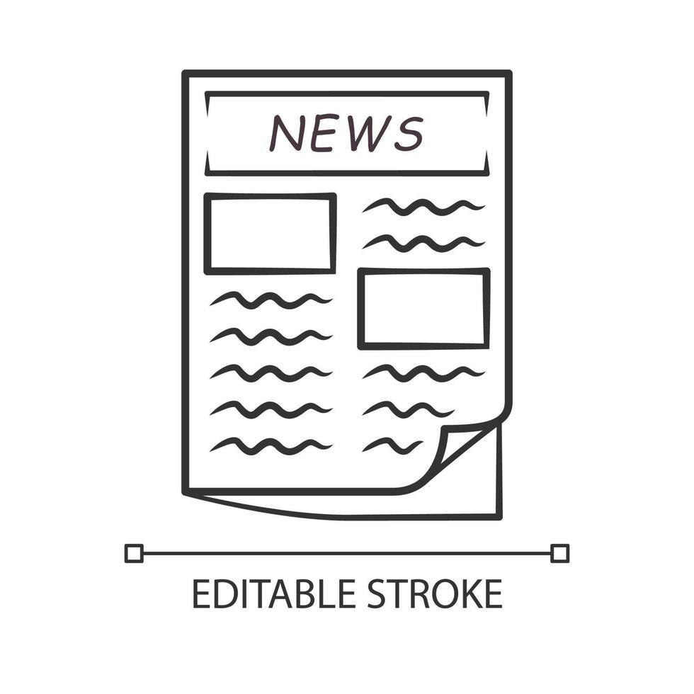 Newspaper linear icon. Periodical publication. Daily news journal