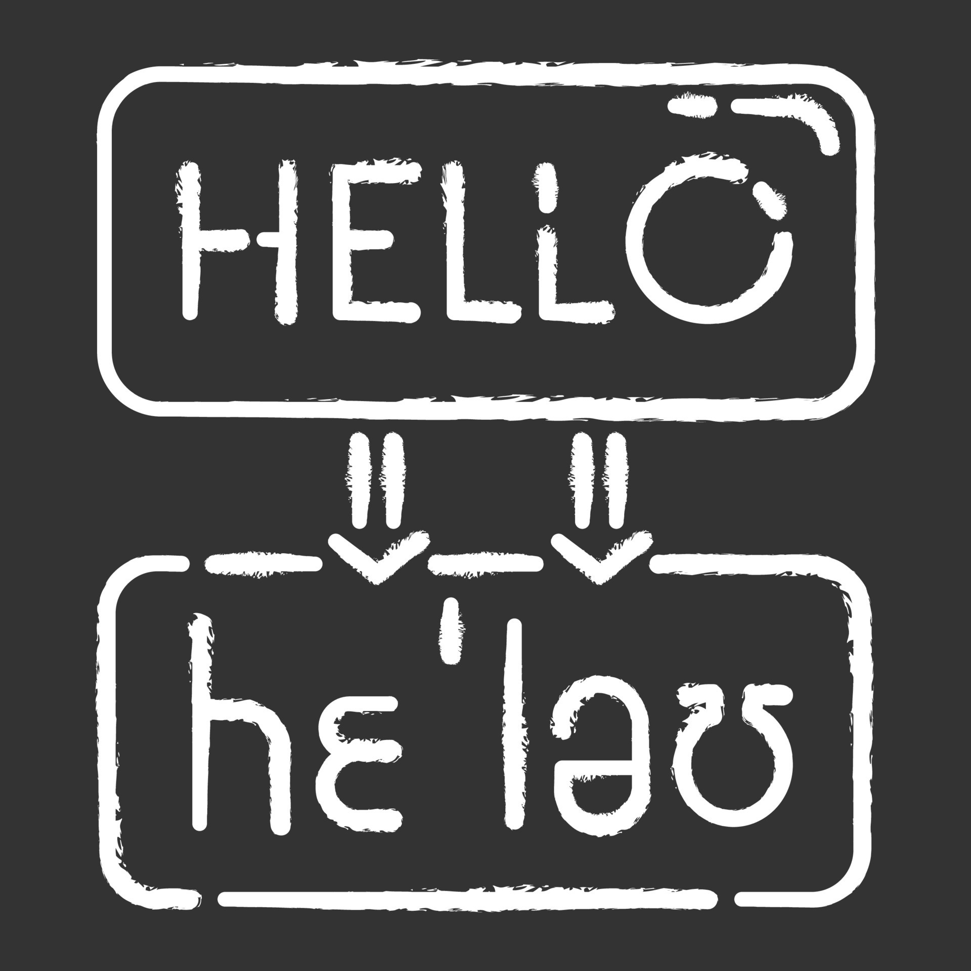Language translation services chalk icon. Machine transcription