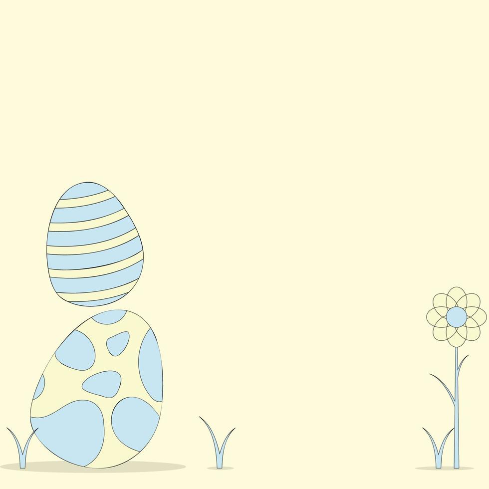 Happy Easter background with copy space area decorated eggs, confetti, flower and rabbit . Vector illustration greeting card, ad, promotion, poster, flyer, web-banner, article.