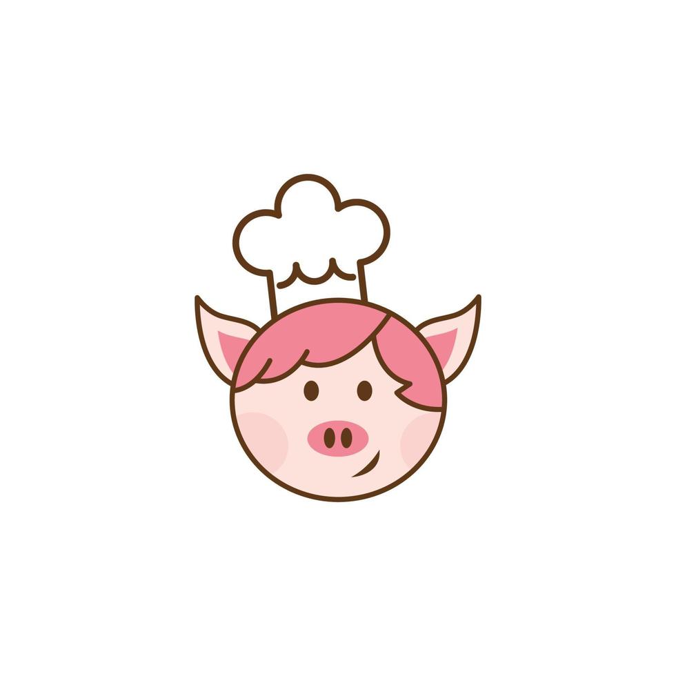 cute pig Chef Logo Design. Good for kids happy cooking, restaurants, etc. vector art illustrations