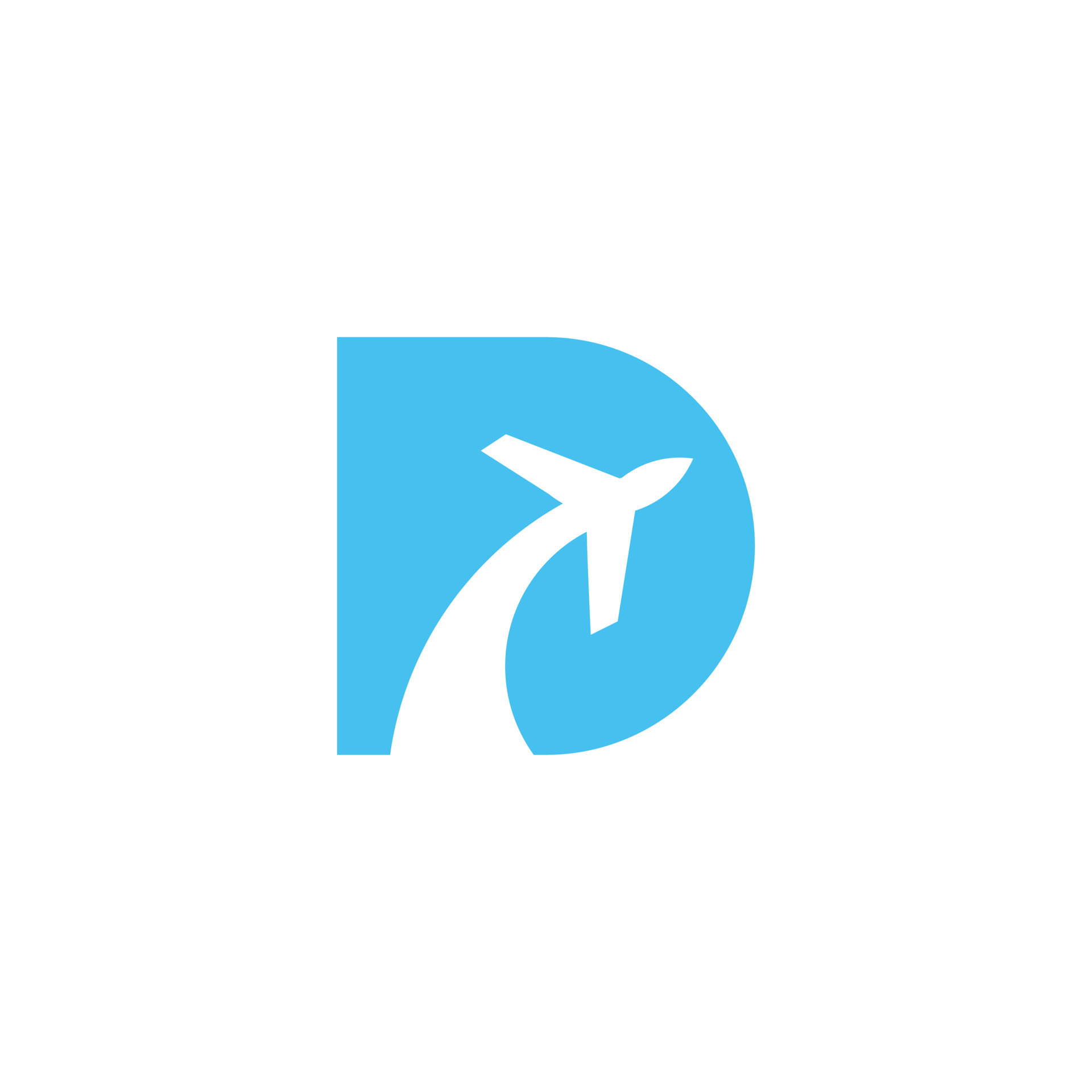 Initial Letter D Travel with Airplane Flight Logo Design Template