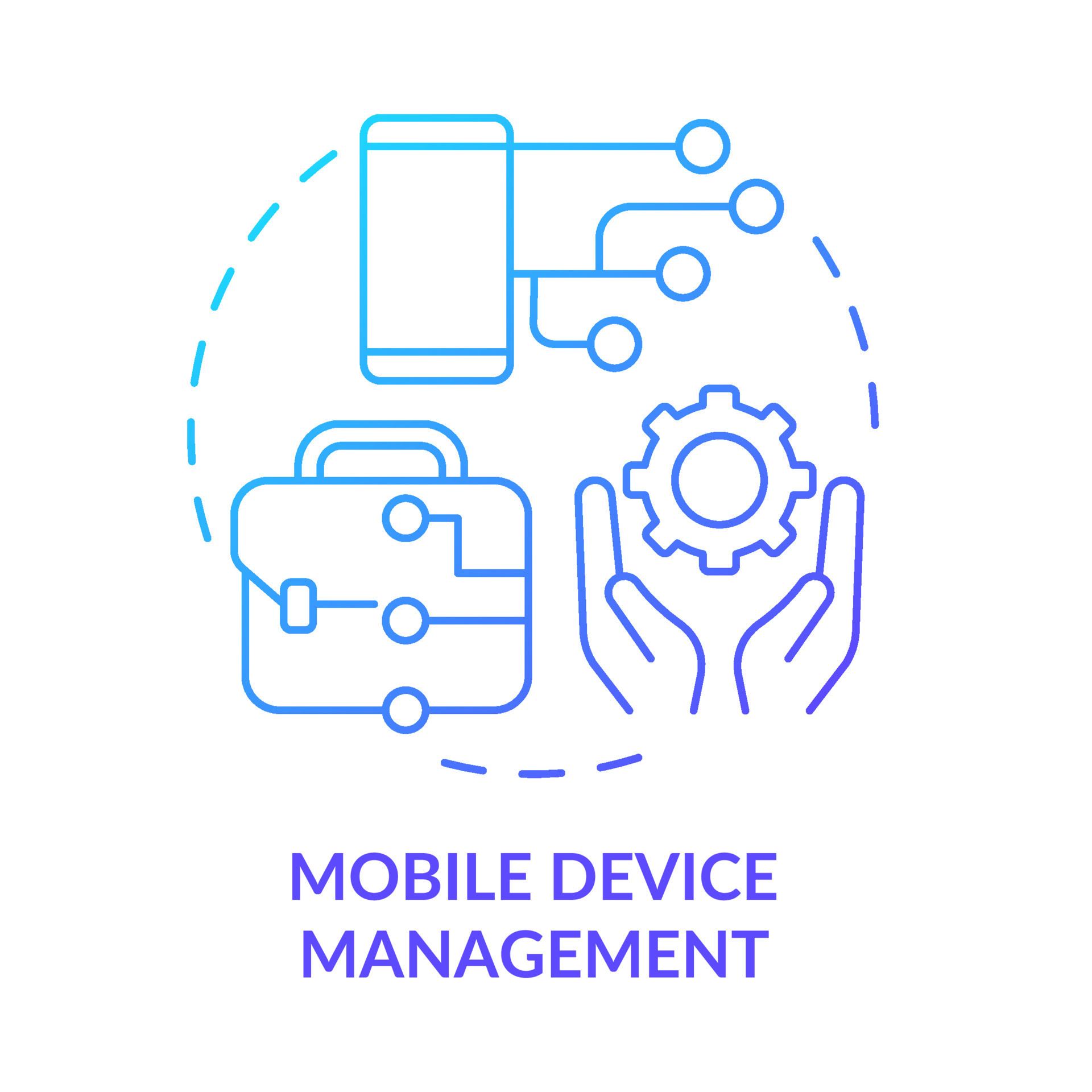 Mobile device management blue gradient concept icon. Computer services ...