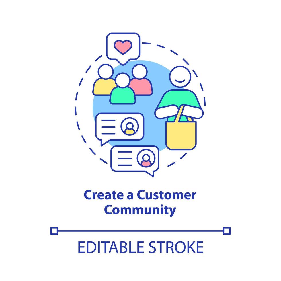 Create customer community concept icon. Client service tips abstract idea thin line illustration. Isolated outline drawing. Editable stroke. vector