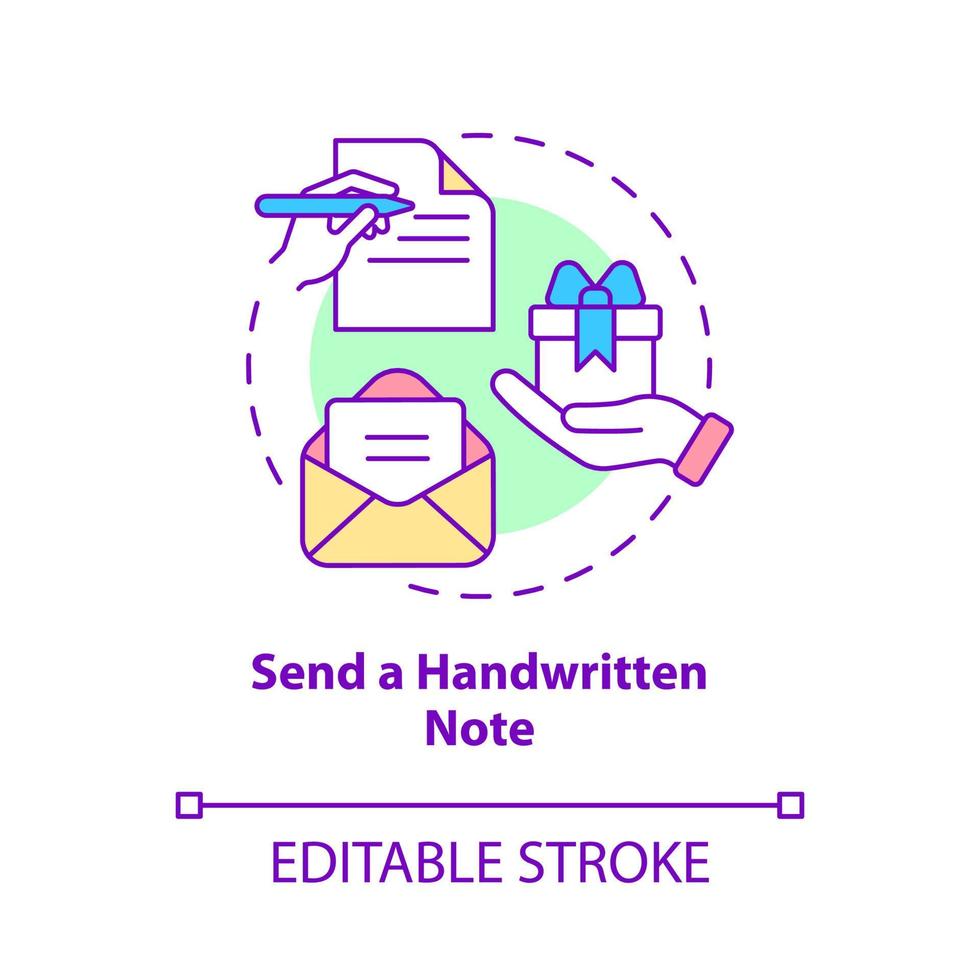 Send handwritten note concept icon. Customer service tips abstract idea thin line illustration. Isolated outline drawing. Editable stroke. vector
