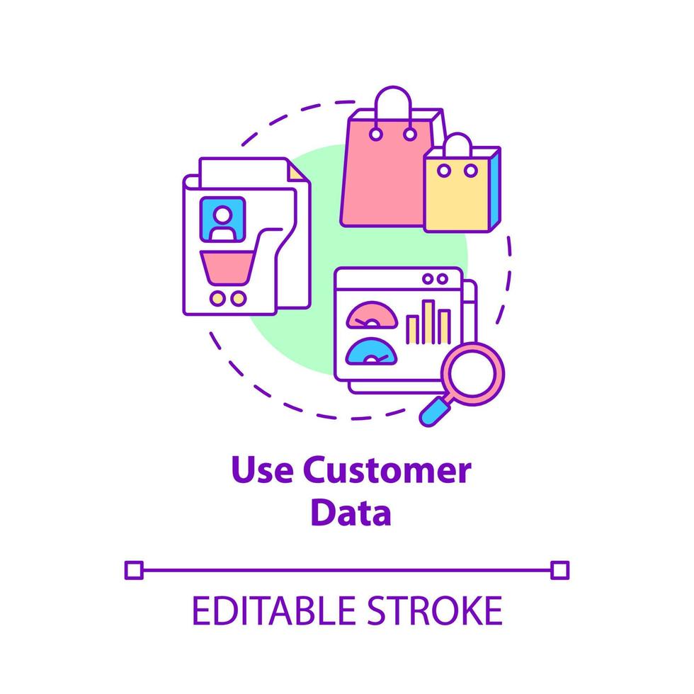 Use customer data concept icon. Personalized information collection abstract idea thin line illustration. Isolated outline drawing. Editable stroke. vector