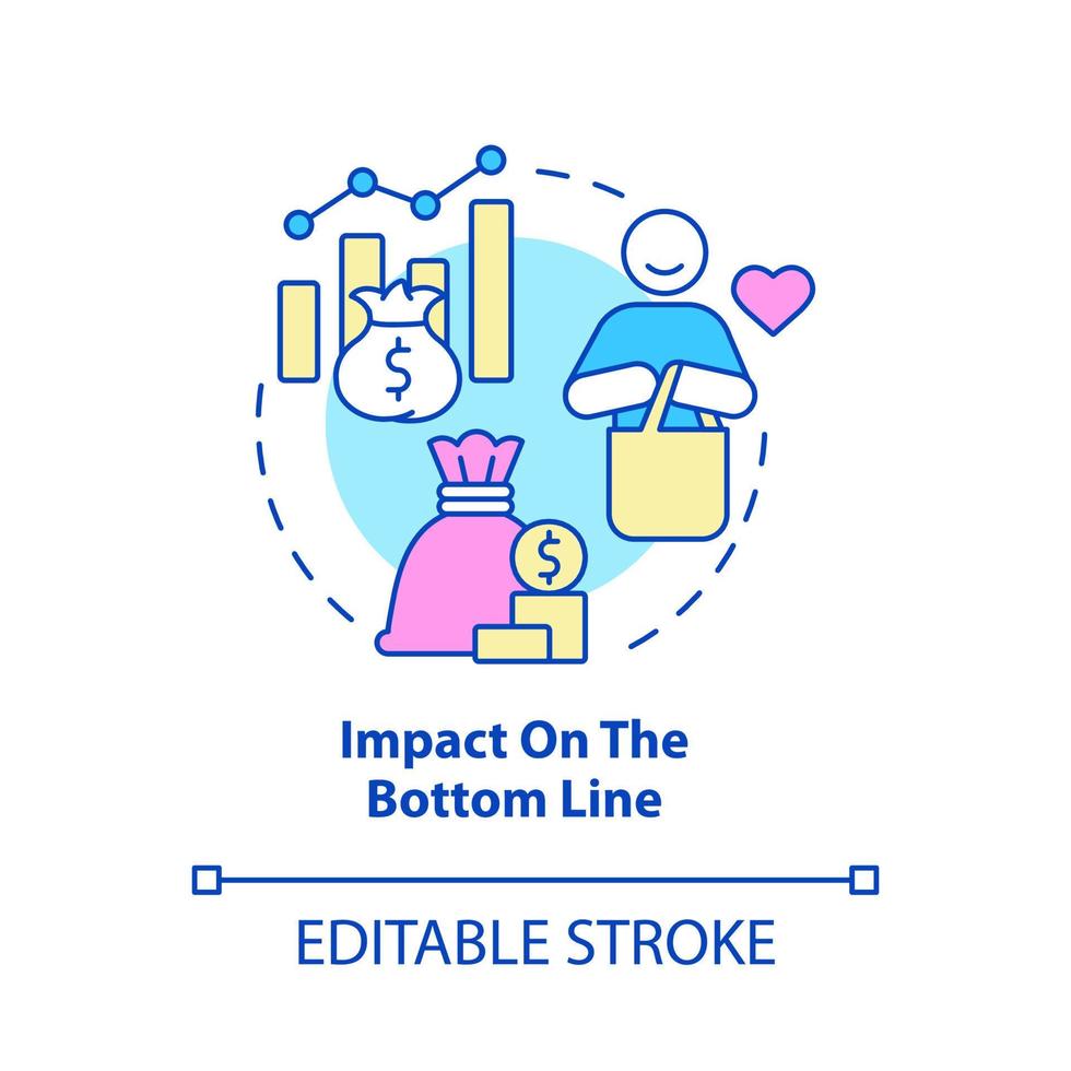 Impact on bottom line concept icon. Final income. Customer service benefits abstract idea thin line illustration. Isolated outline drawing. Editable stroke. vector