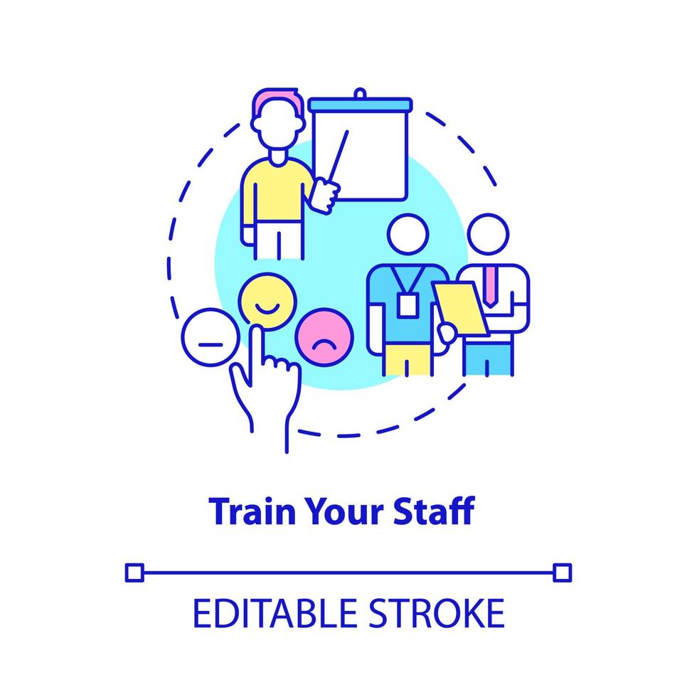 Train your staff concept icon. Courses for personnel. Customer service abstract idea thin line illustration. Isolated outline drawing. Editable stroke. vector