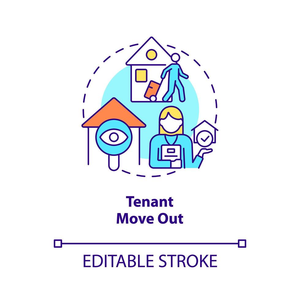 Tenant move out concept icon. Property management operations abstract idea thin line illustration. Isolated outline drawing. Editable stroke. vector