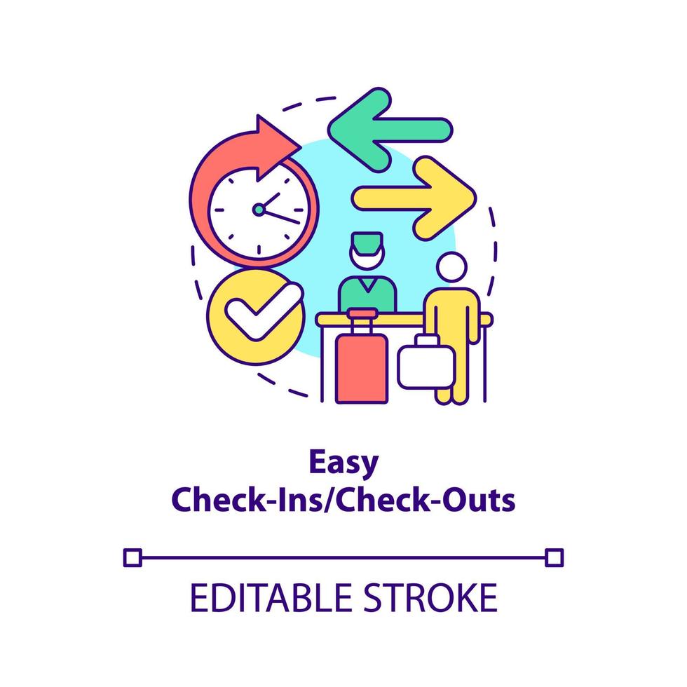 Easy check-ins and check-outs concept icon. Real estate management abstract idea thin line illustration. Isolated outline drawing. Editable stroke. vector