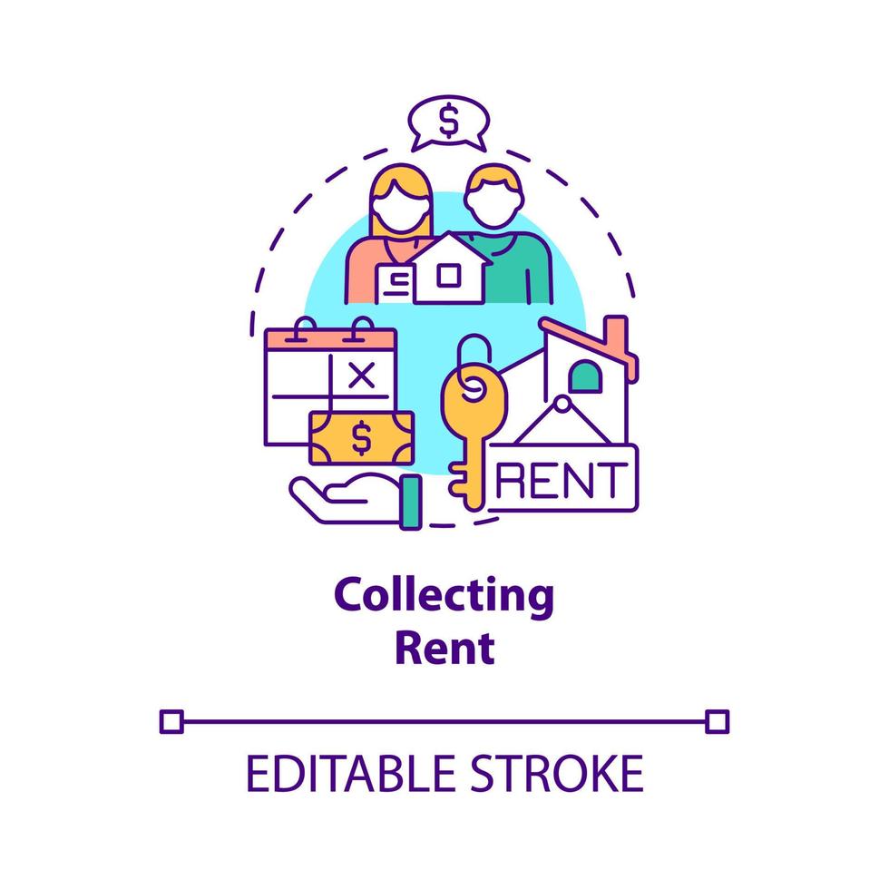 Collecting rent concept icon. Regular payments for rental estate abstract idea thin line illustration. Isolated outline drawing. Editable stroke. vector