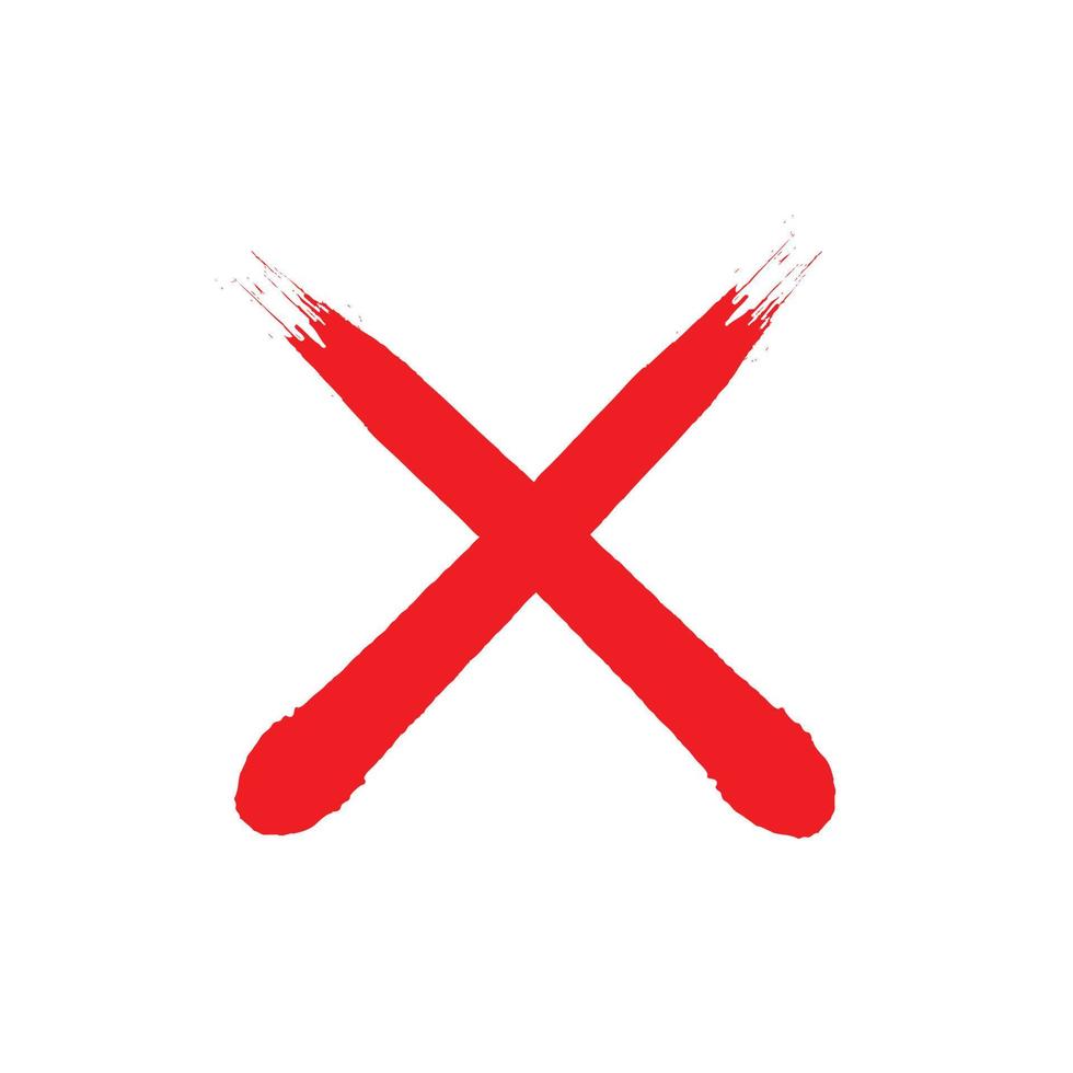 paintbrush letter X. Red cross sign vector