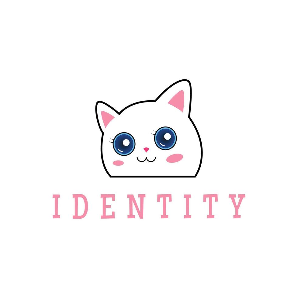 Ilustración de diseño de logotipo de personaje de dibujos animados de gatito sonriente feliz. linda mascota de gato. ilustración de arte vectorial vector