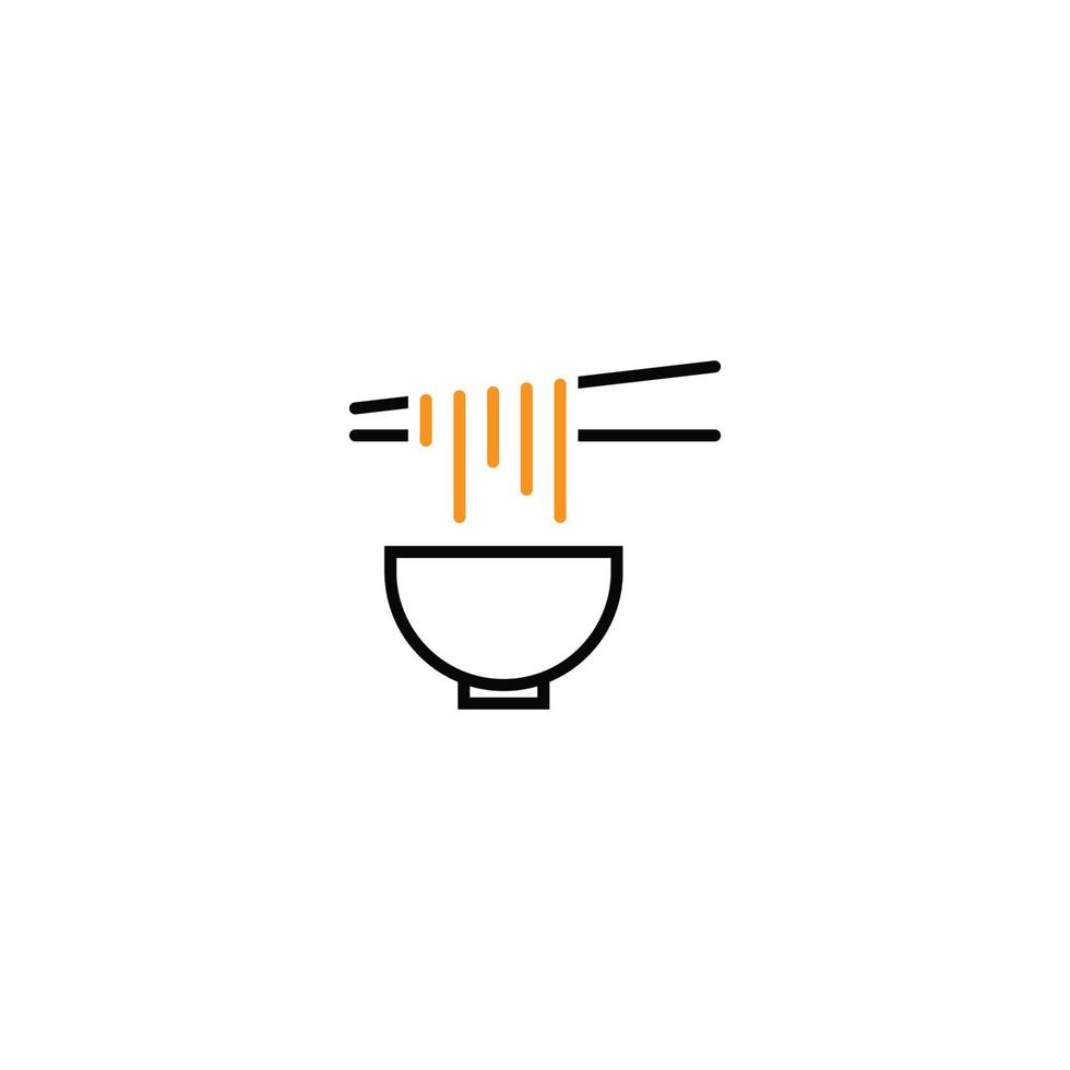 moderno delicioso bakso albóndigas y fideos ramen samyang restaurante cuenco palillos cuchara logotipo. ilustración de arte vectorial vector
