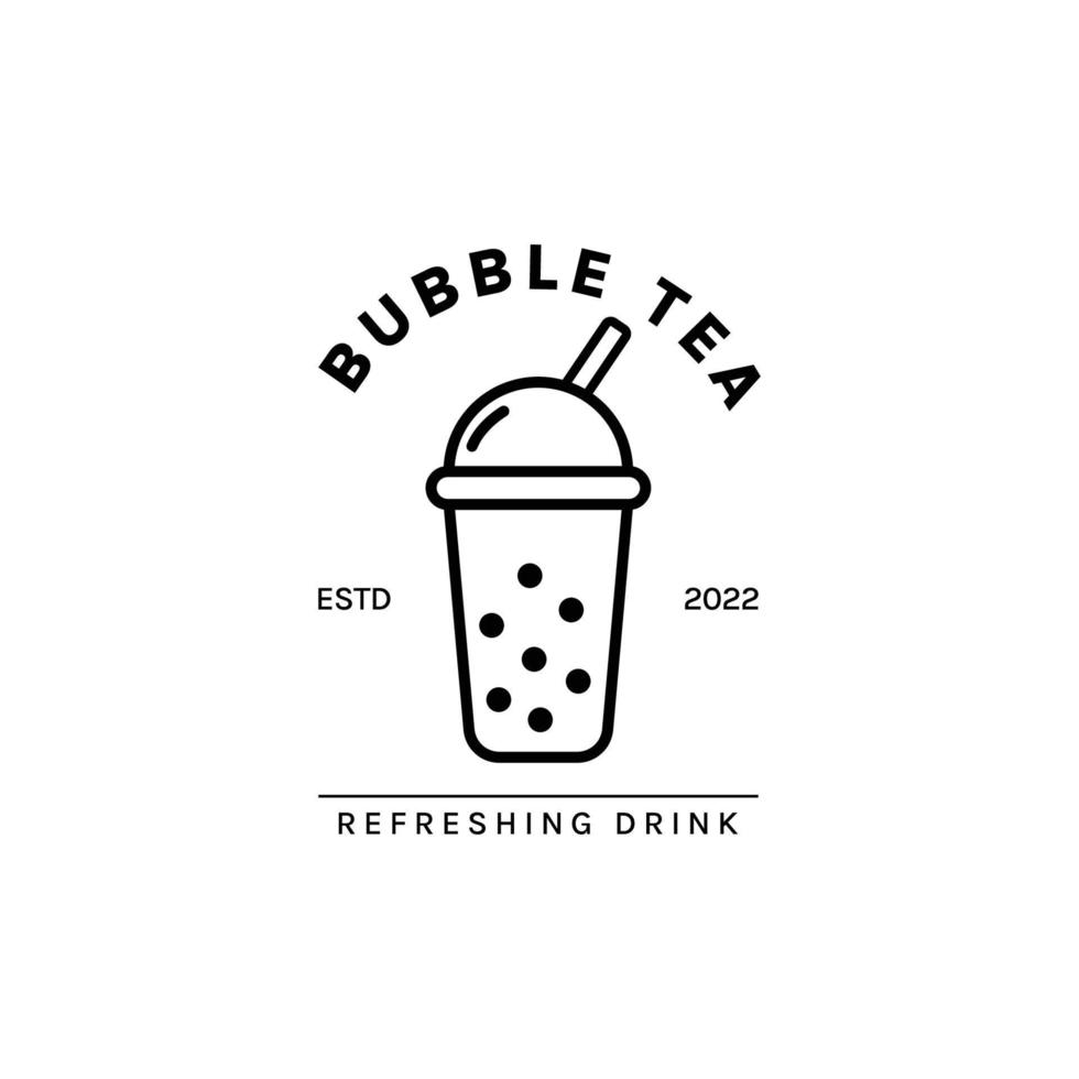 logotipo de té de bebida de burbujas. bueno para batido de boba, té tailandés, perla, bebida dulce de jugo de fruta fresca. ilustración de arte vectorial vector