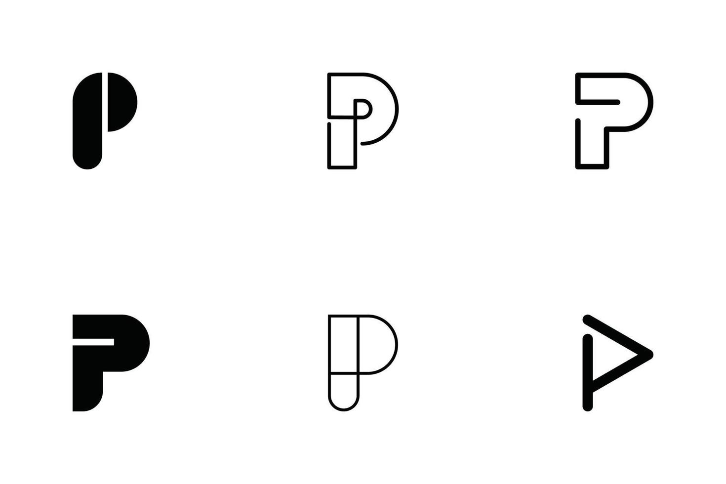 conjunto de diseño de vector de logotipo de letra p de monograma