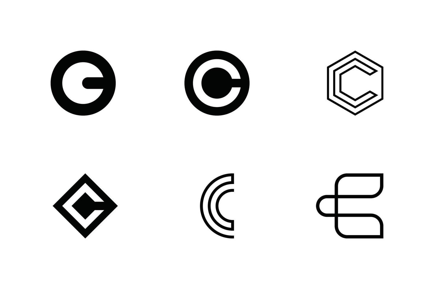 conjunto de diseño de vector de logotipo de letra c de monograma