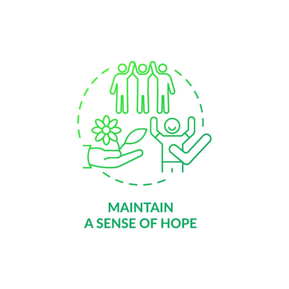 Maintain sense of hope green gradient concept icon. Cultivating hopefulness feelings abstract idea thin line illustration. Isolated outline drawing vector