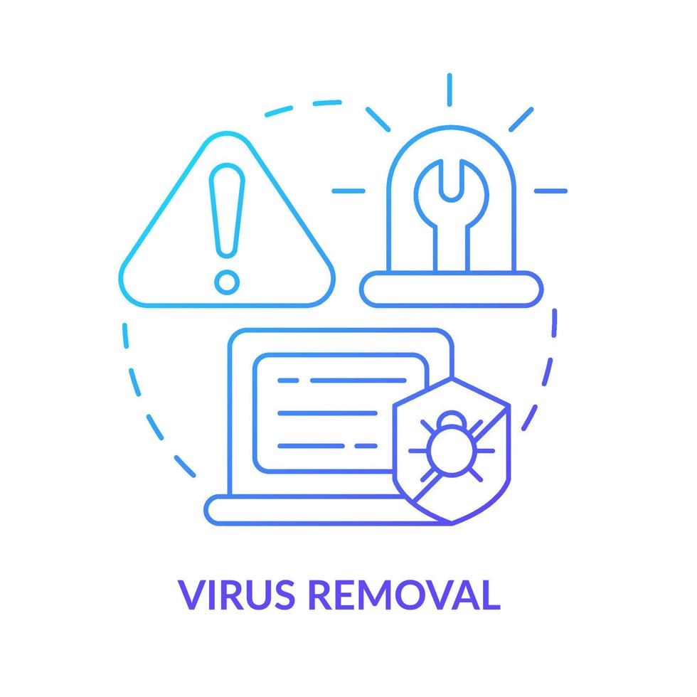 Virus removal blue gradient concept icon. Delete malicious software. Type of repair abstract idea thin line illustration. Isolated outline drawing vector