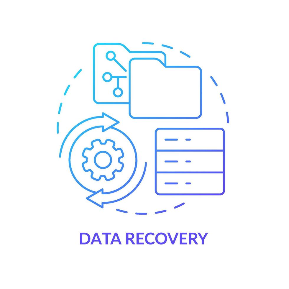Data recovery blue gradient concept icon. Salvaging deleted and loss information. Repair abstract idea thin line illustration. Isolated outline drawing vector